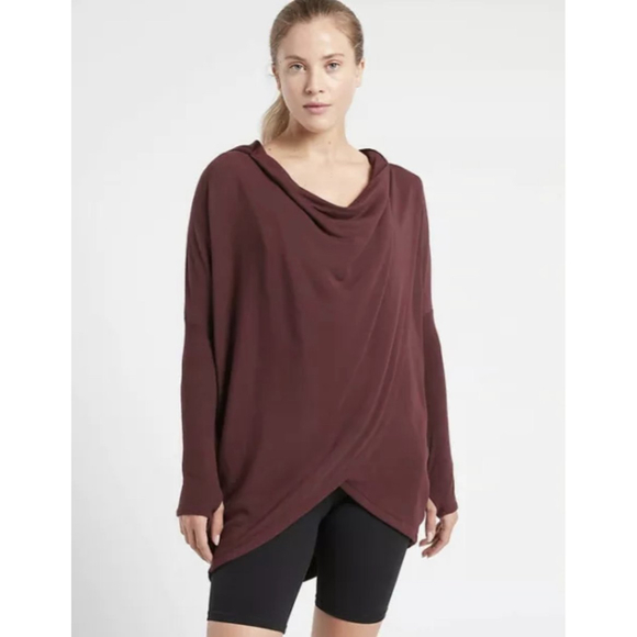 ATHLETA Purana Wrap Burgundy Sweatshirt - Picture 1 of 8